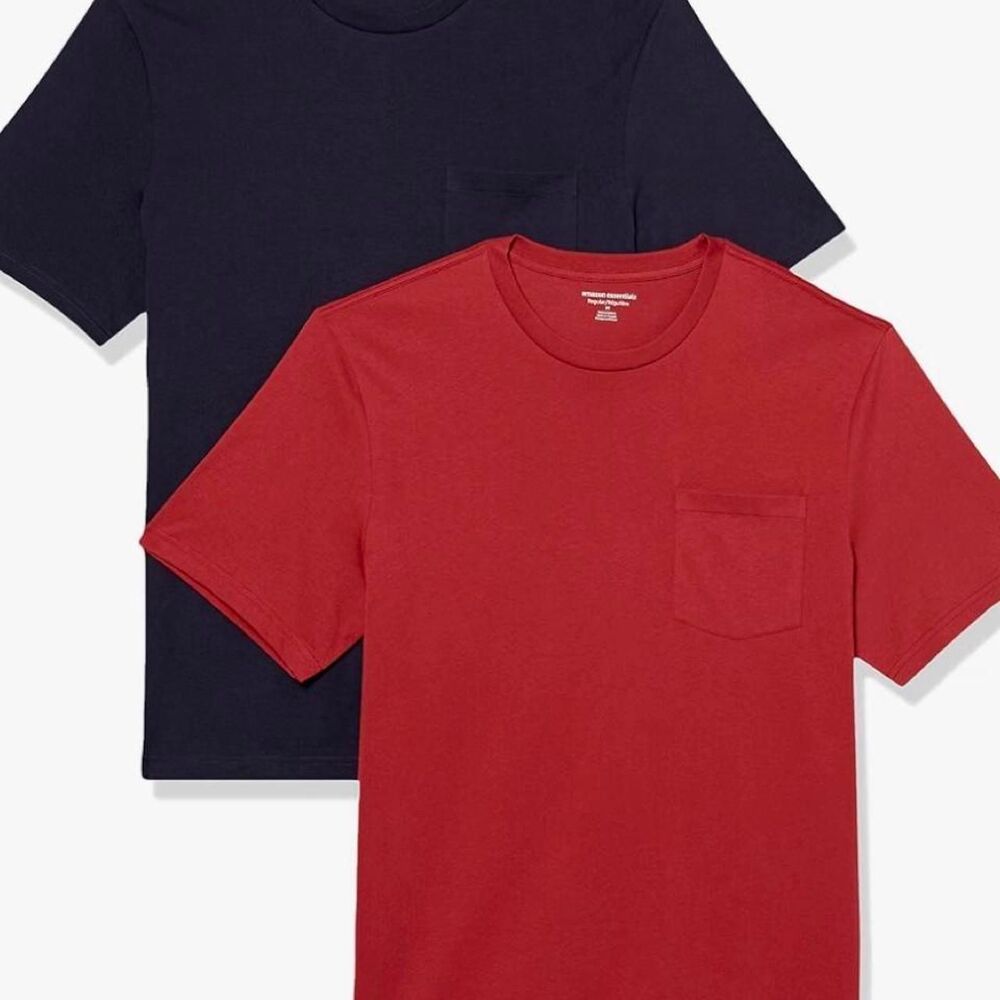 Essentials Men's Red and Navy T-shirt